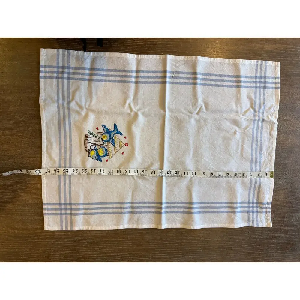 Vintage Embroidered Bird Hand Towel Dish Cloth Retro